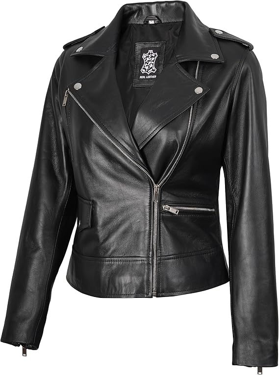 Decrum Womens Leather Jacket – Asymmetrical Style Casual Leather Jackets for Women